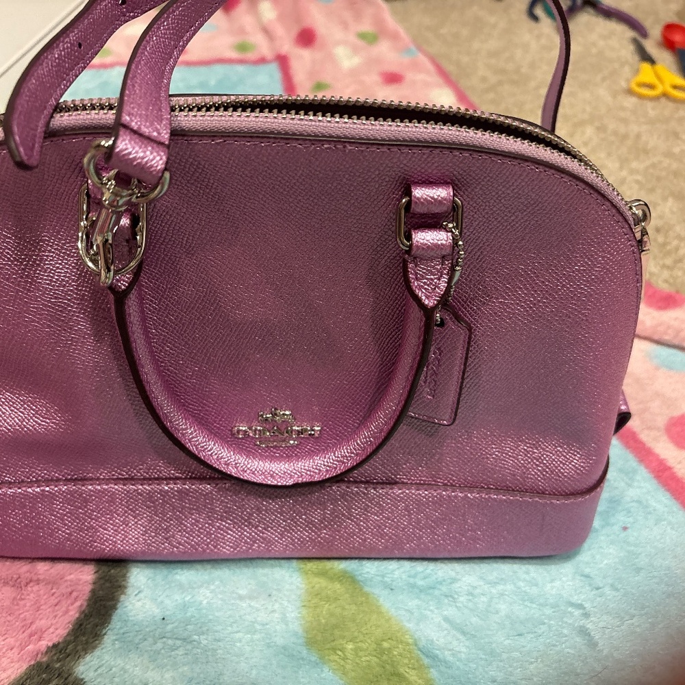 Purple coach purse with matching wallet